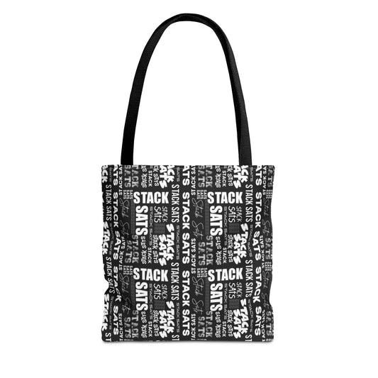 Stack Sats Black and White Tote Bag