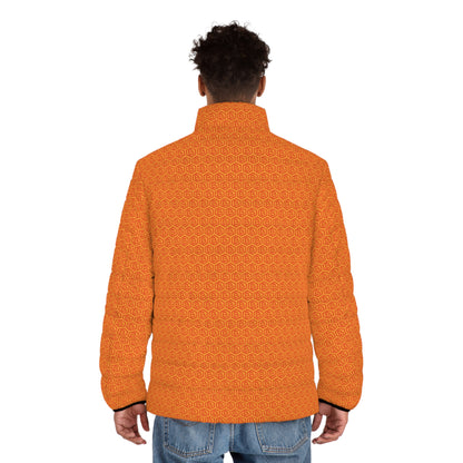 Orange Bitcoin Hex Men's Puffer Jacket