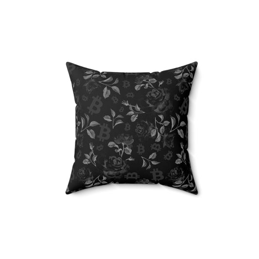 Black Stack Roses Square Pillow