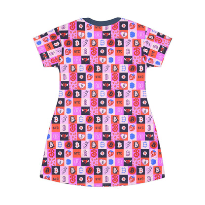 Bitcoin Love Patchwork T-Shirt Dress
