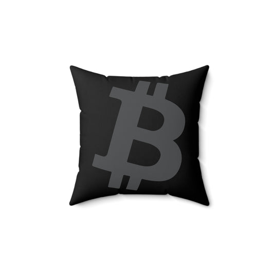 Black Bitcoin Stealth Square Pillow
