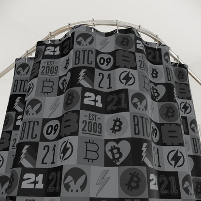 Black Bitcoin Journey Shower Curtains