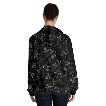 Black Stack Roses Women’s Full-Zip Hoodie
