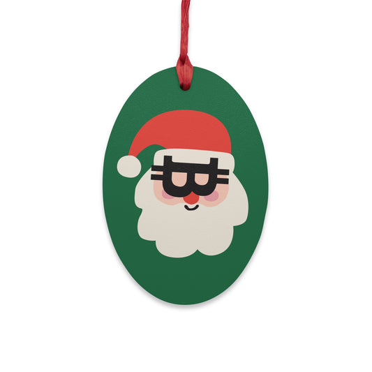 Bitcoin Santa Wooden Ornament