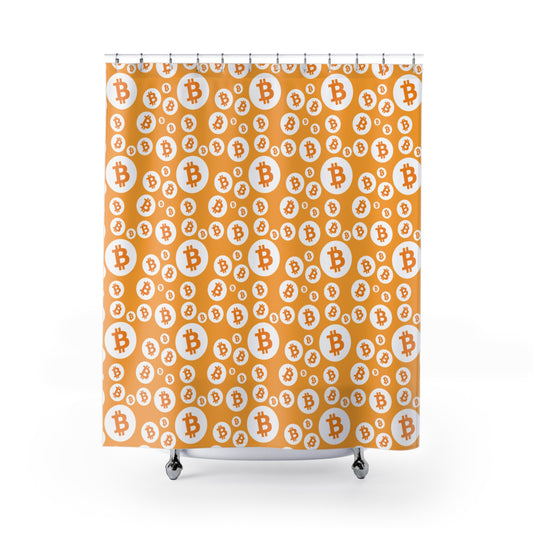 Bitcoin Symbols Polkadot Shower Curtains