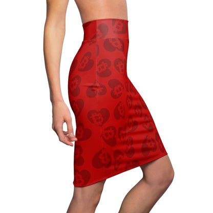 Be My Bitcoin Valentine Red Pencil Skirt