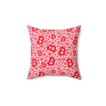 Itty Bitties Bitcoin and Hearts Square Pillow