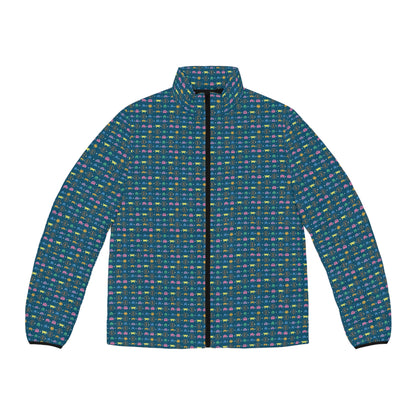 Bitcoin Retro Video Game Men's Puffer Jacket