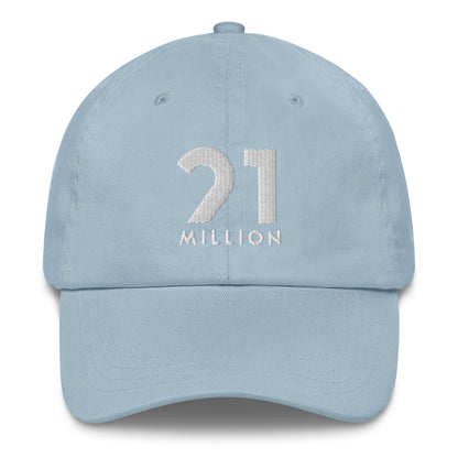 Light blue cap with '21 Million' text on a white background