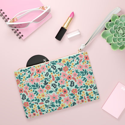 Green Floral Spring Bitcoin Clutch Bag