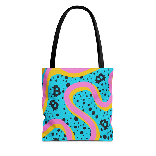 Bitcoin Retro Squiggle Tote Bag