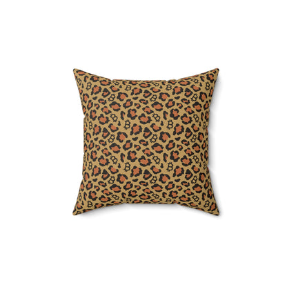 Bitcoin Leopard Print Square Pillow