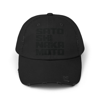 Satoshi Nakamoto Cubed Printed (STEALTH) Distressed Cap
