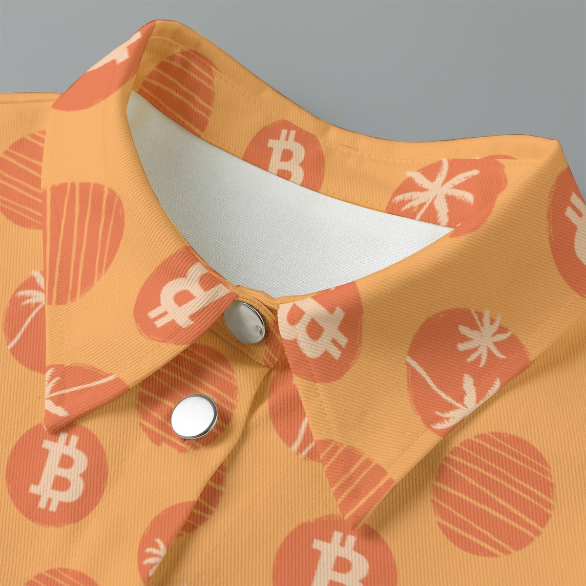 Orange Tropical Bitcoin Women's Cropped Jacket