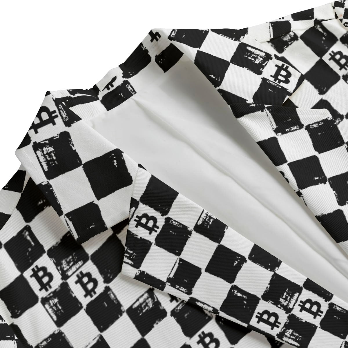 Bitcoin Chessboard Women's Leisure Jacket Blazer