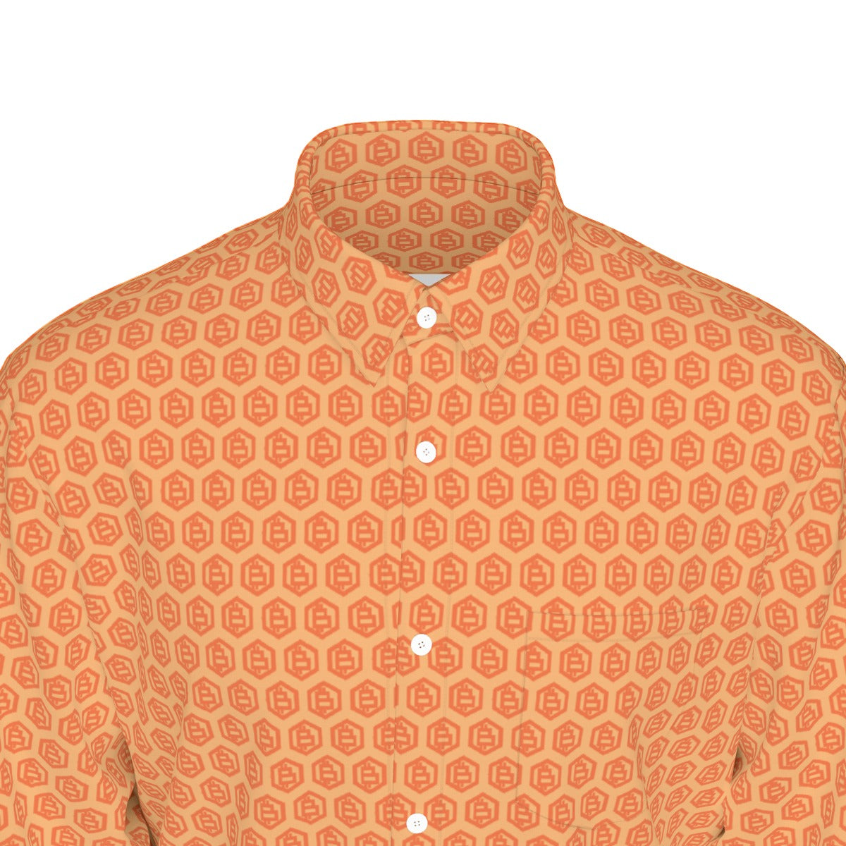Bitcoin Orange Hex Men's Long Sleeve Shirt
