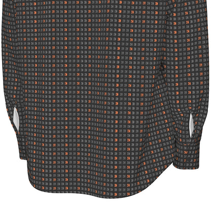 21 Million Grid Black Men's Long Sleeve Cotton Shirt