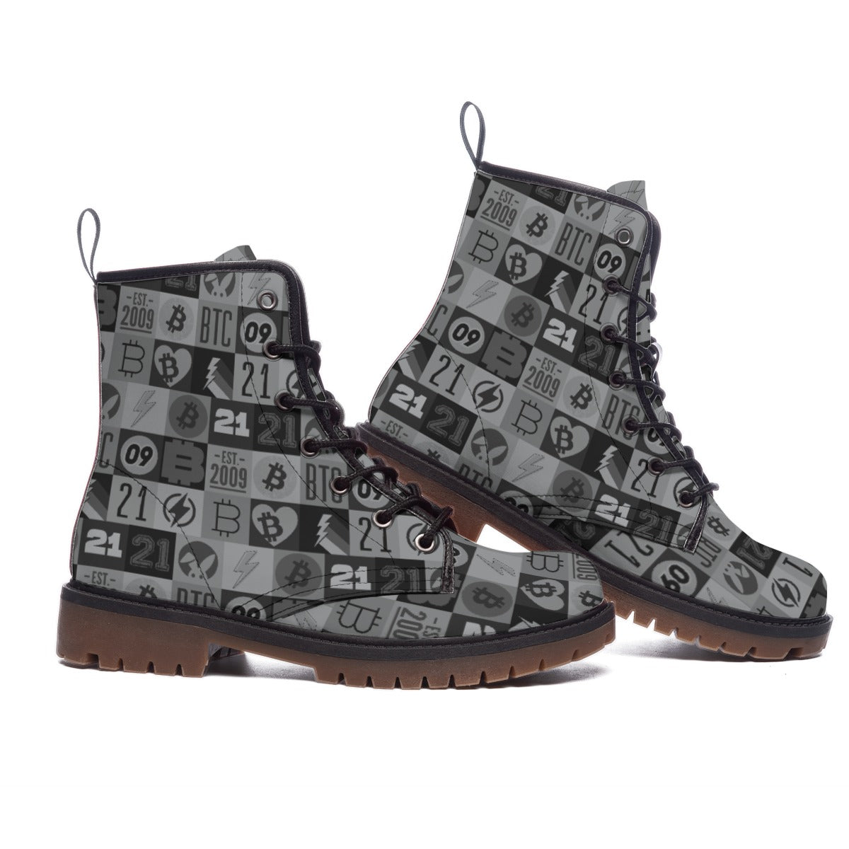 Black Bitcoin Journey Men's Martin Short Boots