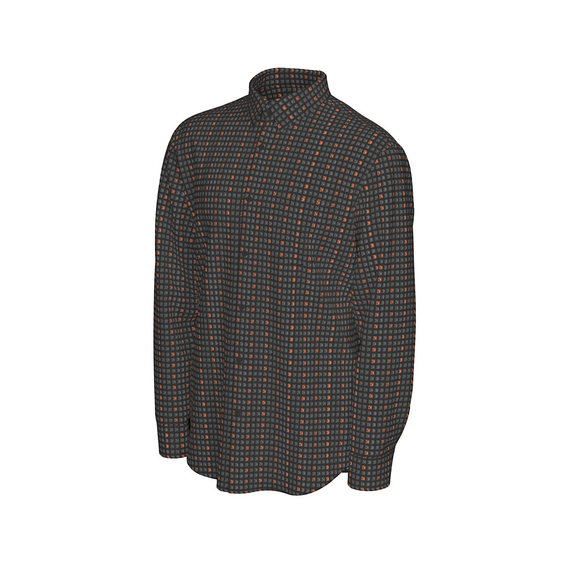 21 Million Grid Black Men's Long Sleeve Cotton Shirt