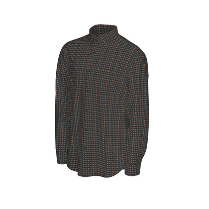 21 Million Grid Black Men's Long Sleeve Cotton Shirt