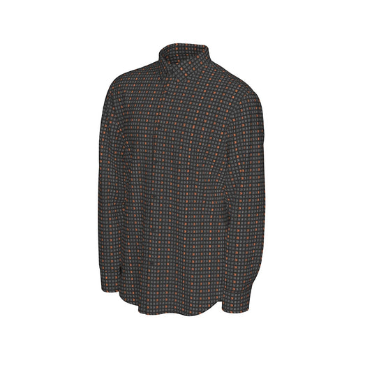 21 Million Grid Black Men's Long Sleeve Cotton Shirt