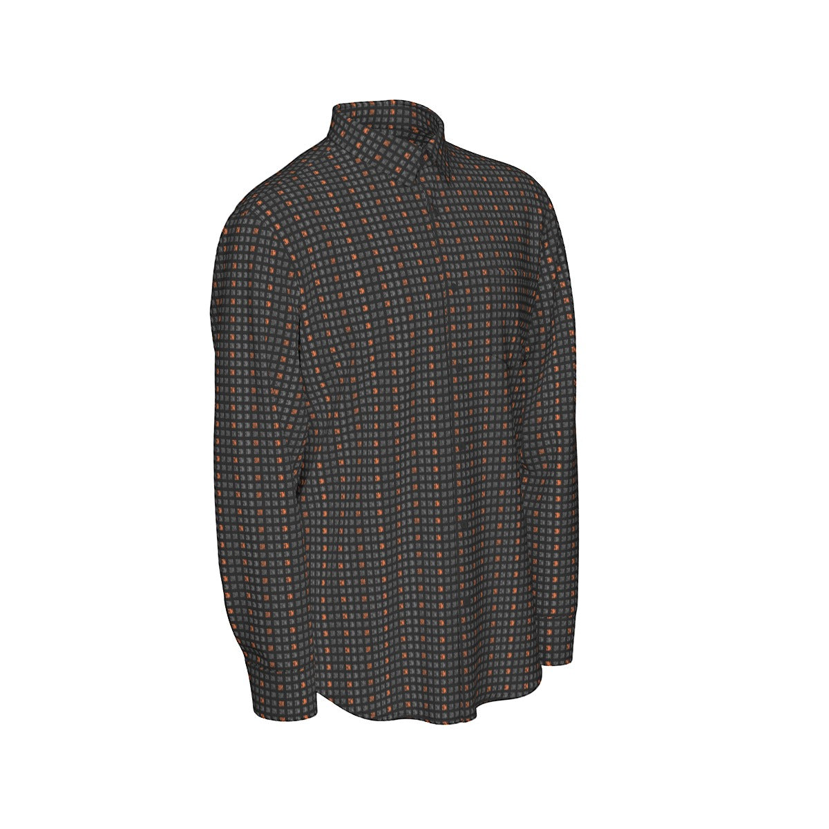 21 Million Grid Black Men's Long Sleeve Cotton Shirt