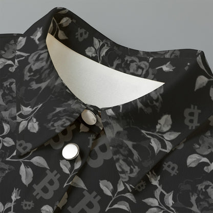 Black Stack Roses Women's Cropped Jacket