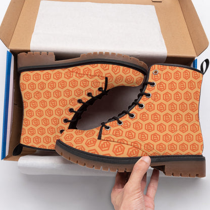 Orange Bitcoin Hex Men's Martin Short Boots