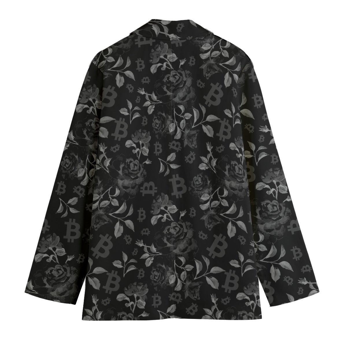 Black Stack Roses Women's Leisure Jacket Blazer