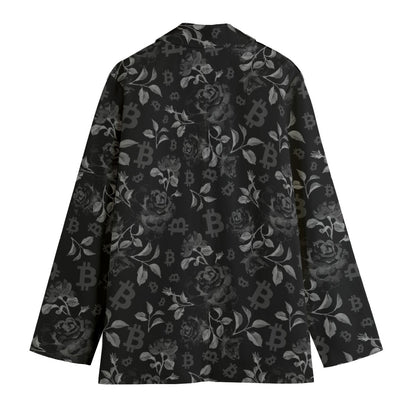 Black Stack Roses Women's Leisure Jacket Blazer