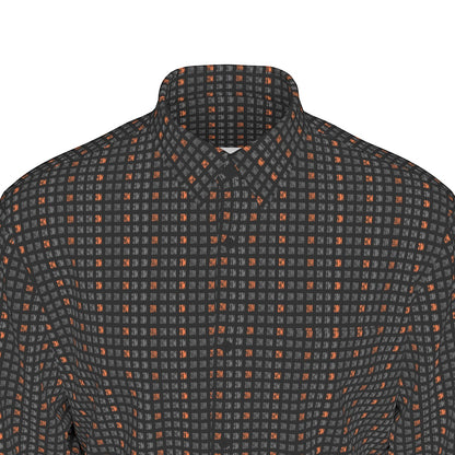 21 Million Grid Black Men's Long Sleeve Cotton Shirt