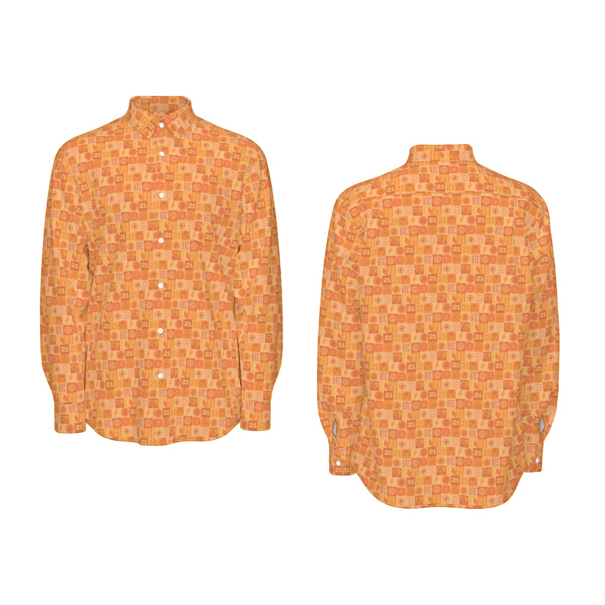 Orange Bitcoin Journey Men's Long Sleeve Shirt