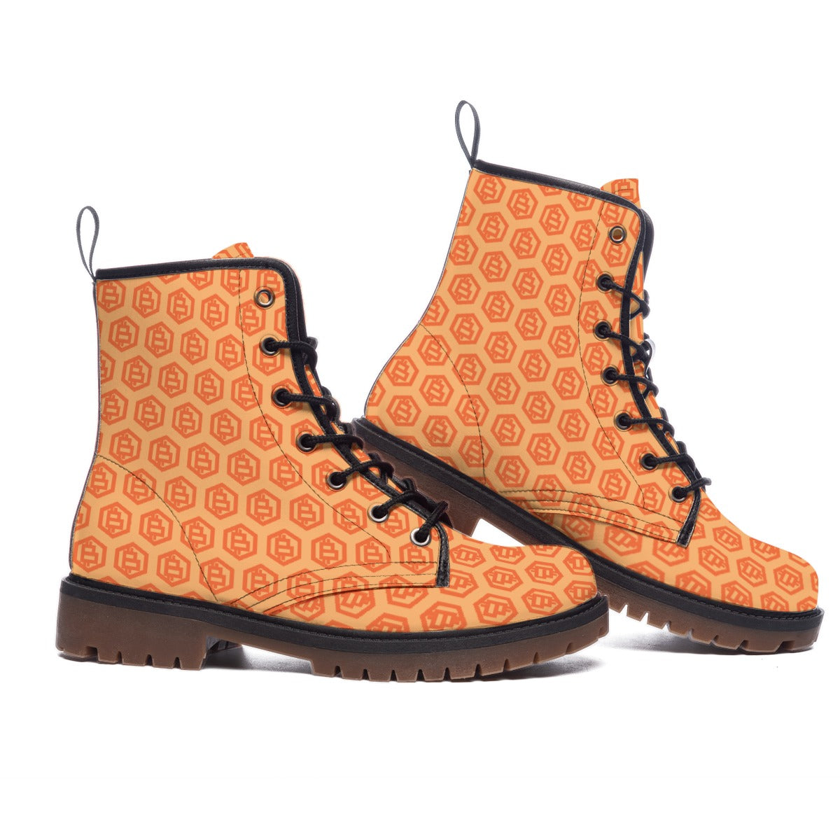 Orange Bitcoin Hex Men's Martin Short Boots