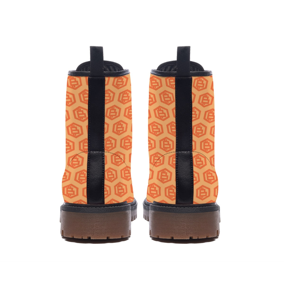 Orange Bitcoin Hex Men's Martin Short Boots