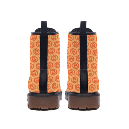 Orange Bitcoin Hex Men's Martin Short Boots