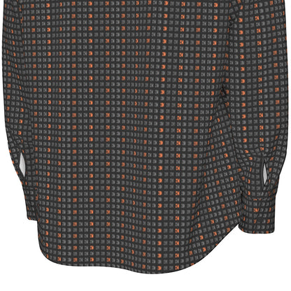 21 Million Grid Black Men's Long Sleeve Cotton Shirt