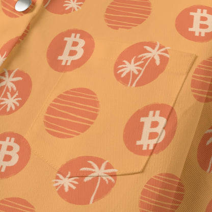 Orange Tropical Bitcoin Women's Cropped Jacket