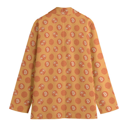 Orange Tropical Bitcoin Women's Leisure Blazer