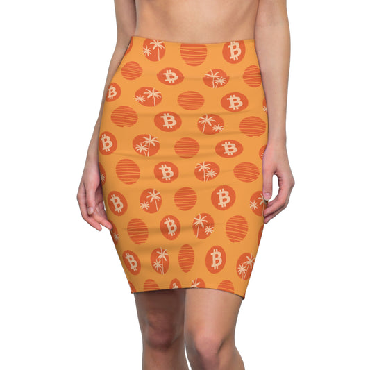 Tropical Orange Bitcoin Women's Pencil Skirt