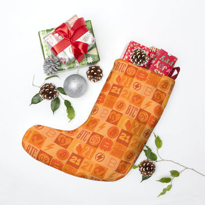 Orange Bitcoin Journey Christmas Stocking