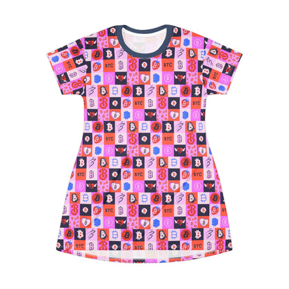 Bitcoin Love Patchwork T-Shirt Dress