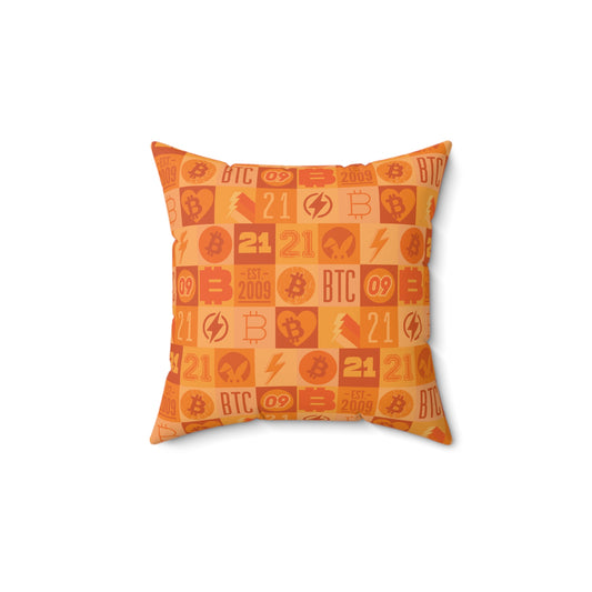 Orange Bitcoin Journey Square Pillow