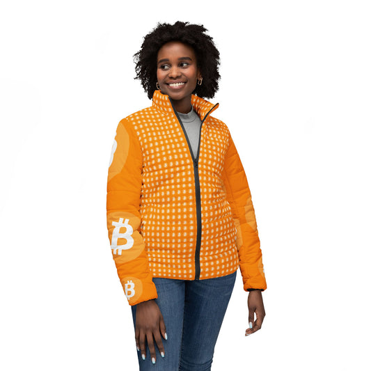 Double Trouble Bitcoin Symbol Women's Puffer Jacket