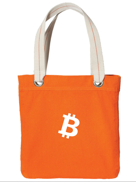 Classic Bitcoin Symbol Orange Tote