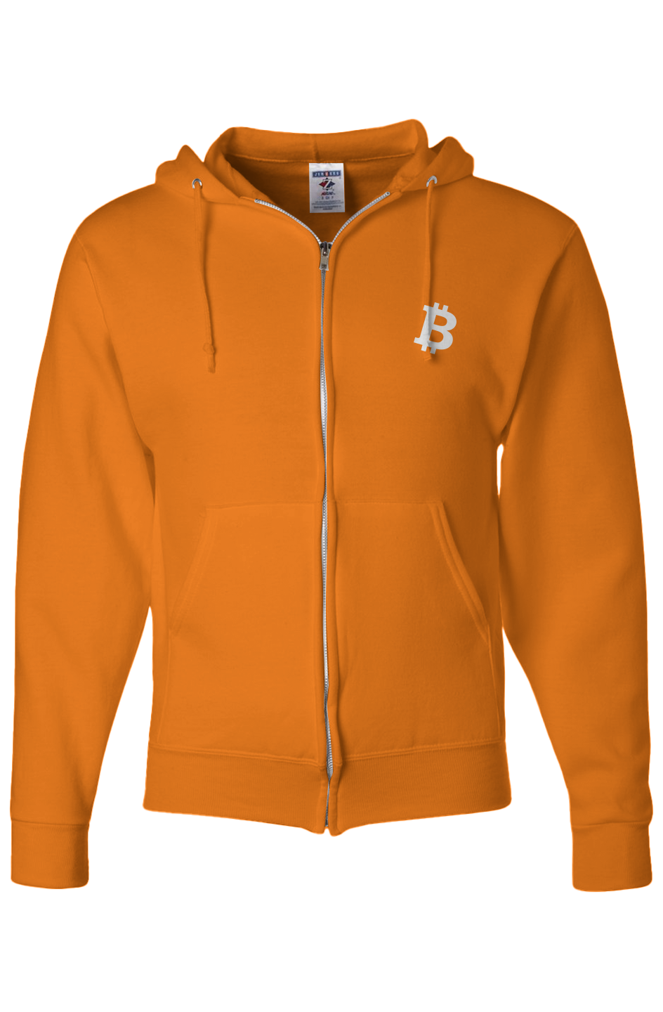 Orange Classic Bitcoin Symbol Zip Up Hoodie