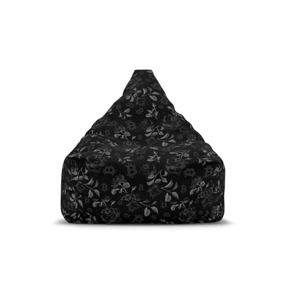 Black Stack Roses Bean Bag Chair Cover