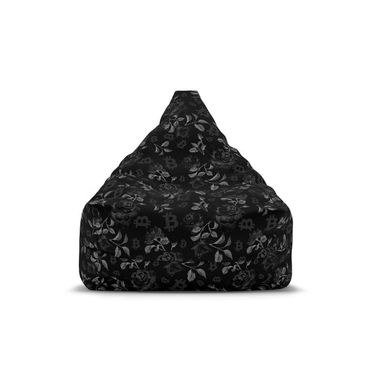 Black Stack Roses Bean Bag Chair Cover
