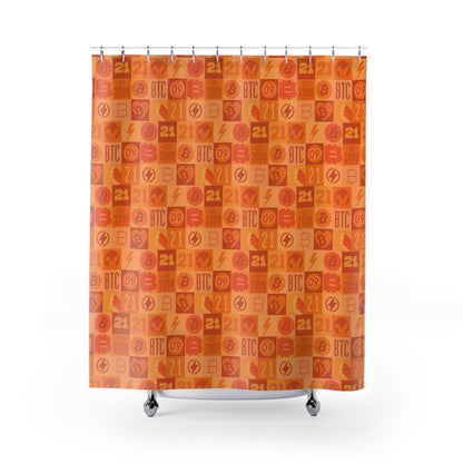 Orange Bitcoin Journey Shower Curtains