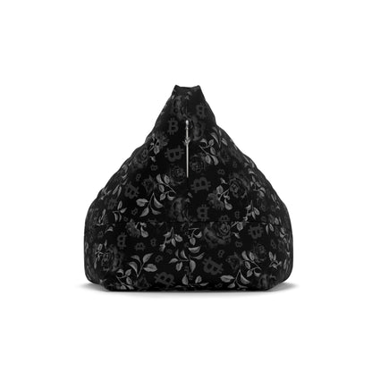 Black Stack Roses Bean Bag Chair Cover