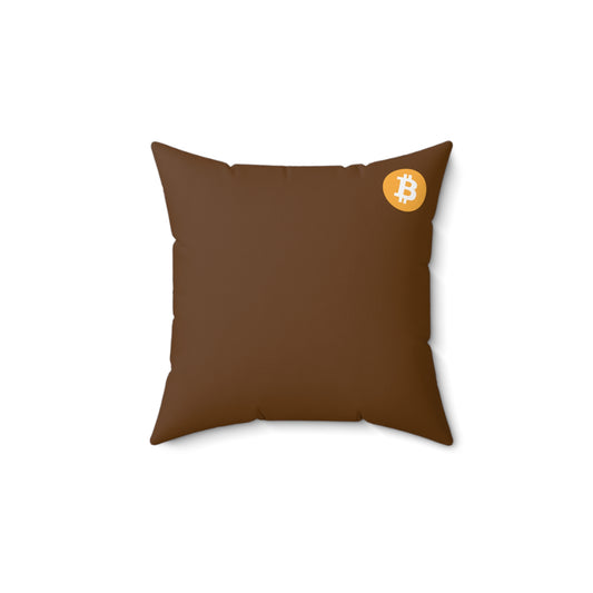 AirBTC Bitcoin Symbol on Chocolate Square Pillow